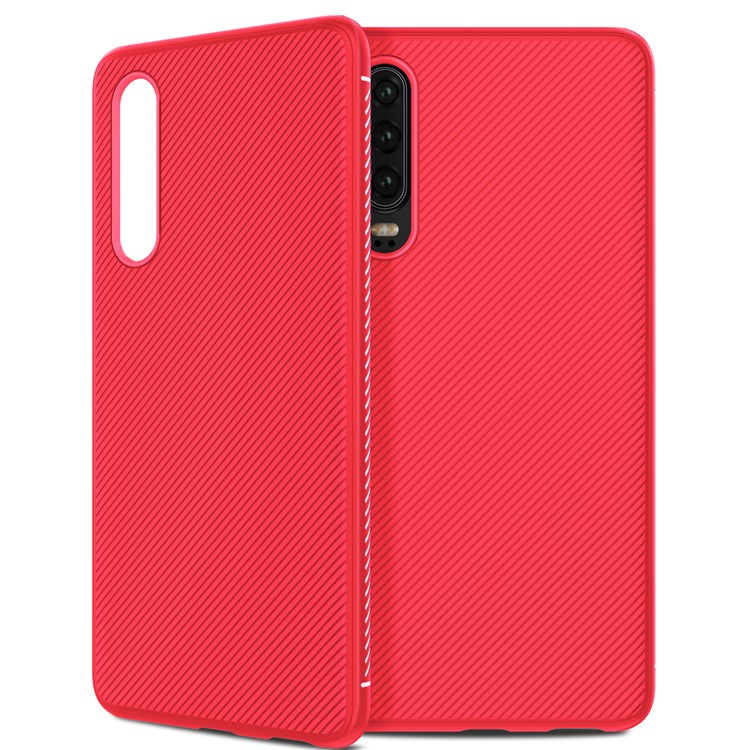 Jazz Series Twill Texture Soft TPU Phone Cover Case for Huawei P30 - Red-3