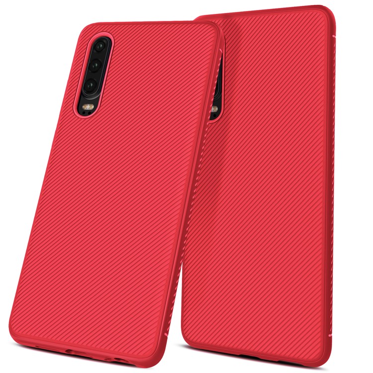 Jazz Series Twill Texture Soft TPU Phone Cover Case for Huawei P30 - Red-4