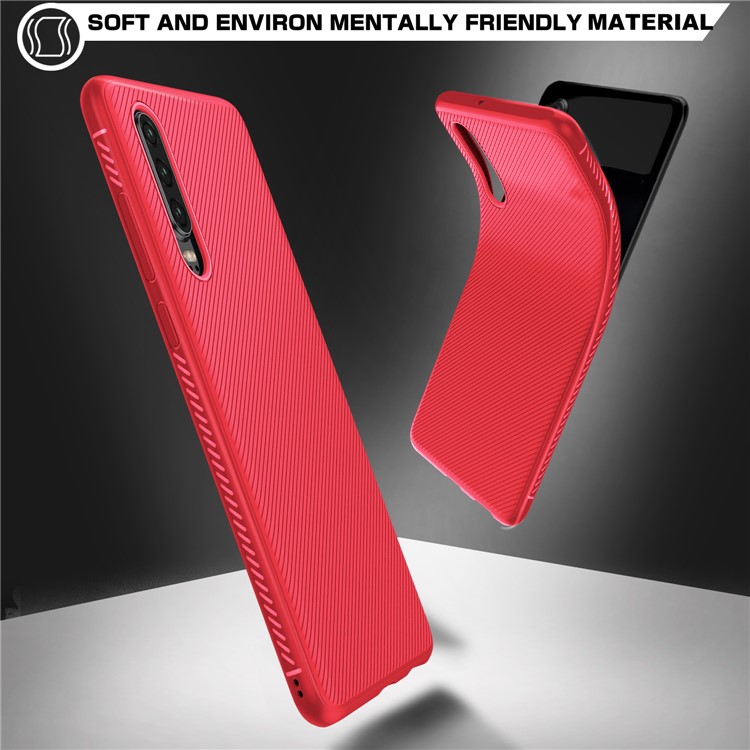 Jazz Series Twill Texture Soft TPU Phone Cover Case for Huawei P30 - Red-5