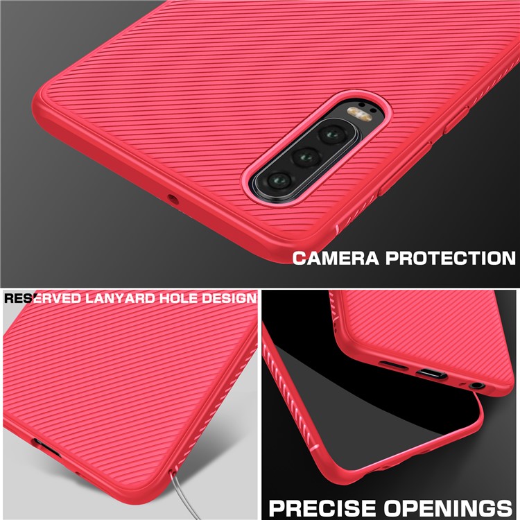 Jazz Series Twill Texture Soft TPU Phone Cover Case for Huawei P30 - Red-7