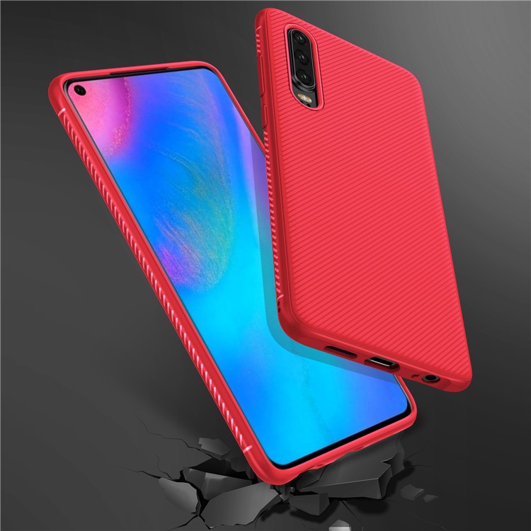 Jazz Series Twill Texture Soft TPU Phone Cover Case for Huawei P30 - Red-9