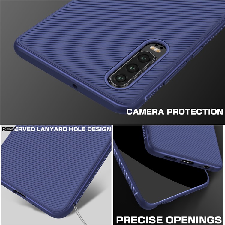 Jazz Series Twill Texture Protective TPU Case Shell for Huawei P30 - Blue-7