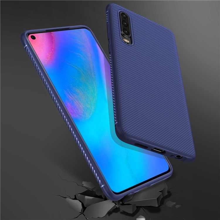 Jazz Series Twill Texture Protective TPU Case Shell for Huawei P30 - Blue-9