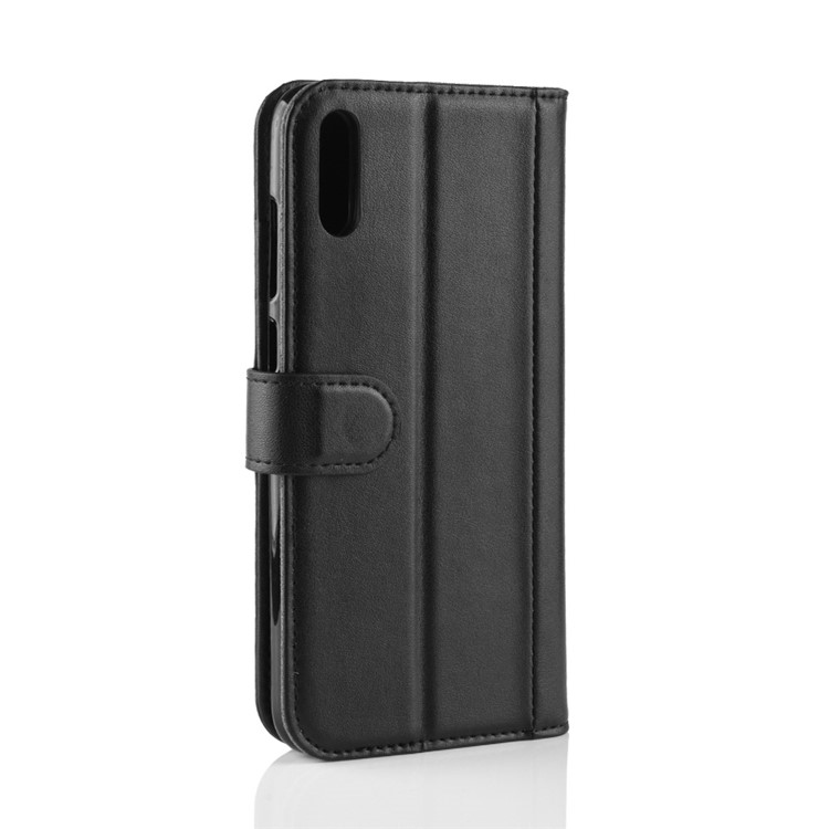 Genuine Split Leather Wallet Phone Case with Stand for Huawei Enjoy 9 / Y7 Pro (2019) - Black-8