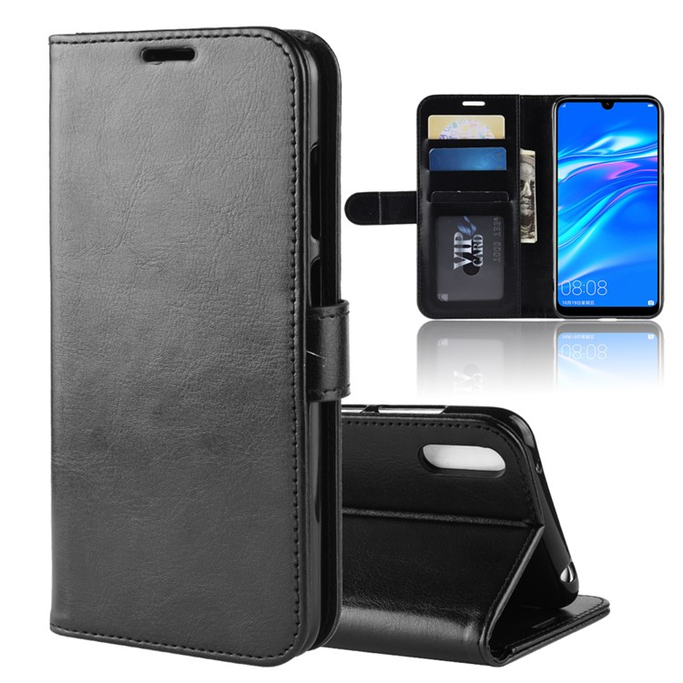 Crazy Horse Texture Wallet Stand Leather Phone Casing for Huawei Enjoy 9 / Y7 Pro (2019) - Black-1