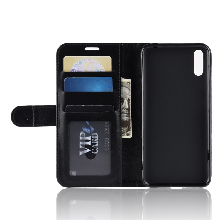 Crazy Horse Texture Wallet Stand Leather Phone Casing for Huawei Enjoy 9 / Y7 Pro (2019) - Black-4