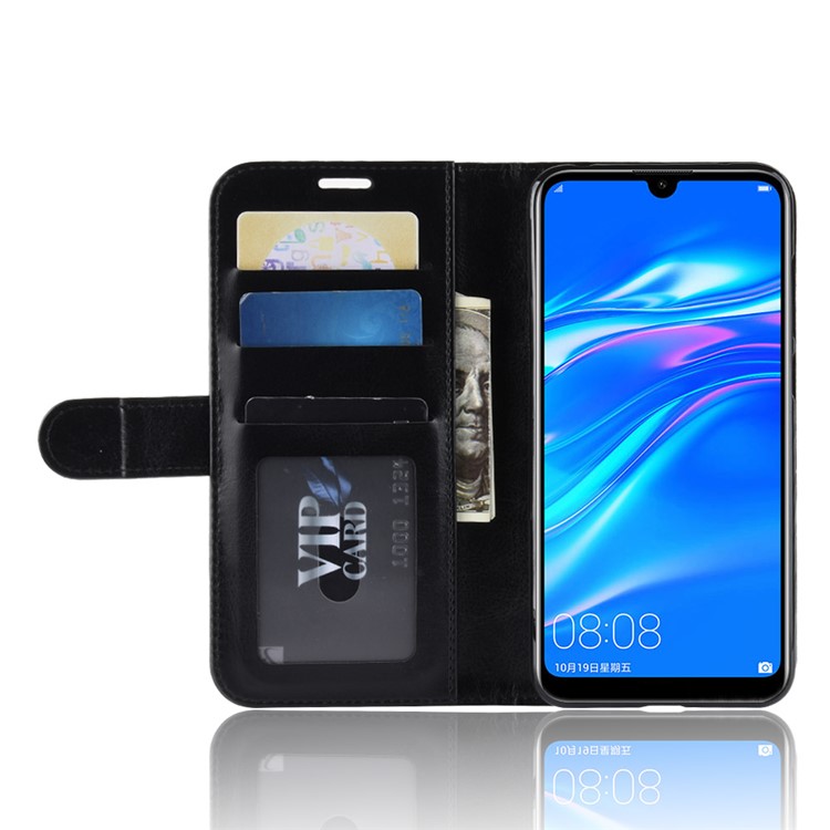 Crazy Horse Texture Wallet Stand Leather Phone Casing for Huawei Enjoy 9 / Y7 Pro (2019) - Black-5