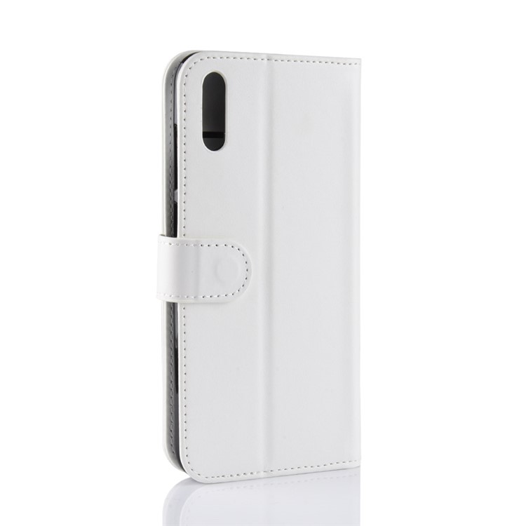 Verrückte Pferdebeschaffenheitsgeldbörsenstandplatz Ledertasche Für Huawei Genießen / Y7 Pro (2019) - Weiß-7
