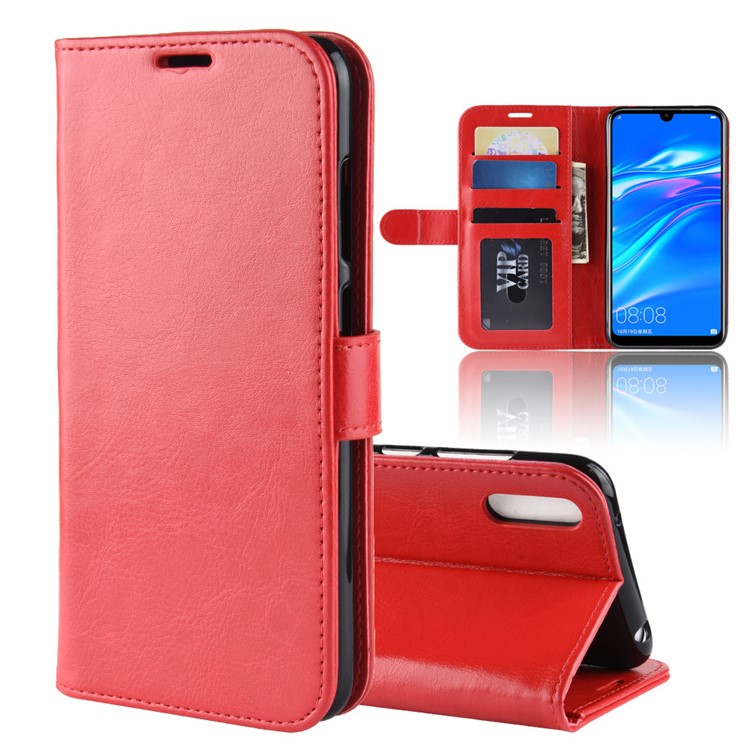 Crazy Horse Texture Wallet Stand Leather Phone Cover for Huawei Enjoy 9 / Y7 Pro (2019) - Red-1
