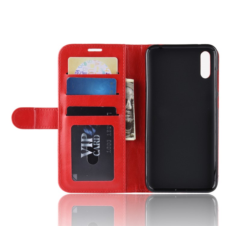 Crazy Horse Texture Wallet Stand Leather Phone Cover for Huawei Enjoy 9 / Y7 Pro (2019) - Red-4