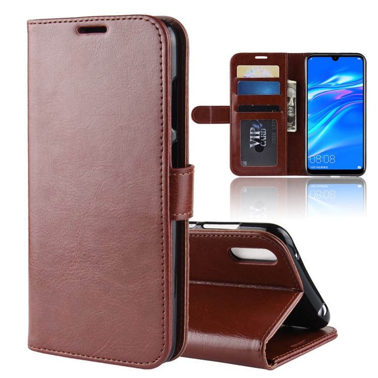 Crazy Horse Texture Wallet Stand Leather Phone Shell for Huawei Enjoy 9 / Y7 Pro (2019) - Brown-1