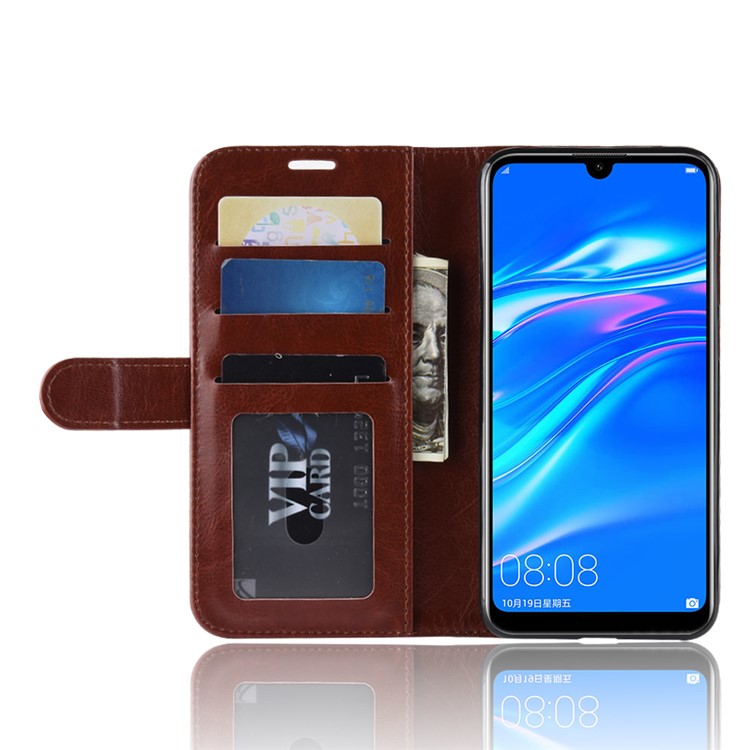 Crazy Horse Texture Wallet Stand Leather Phone Shell for Huawei Enjoy 9 / Y7 Pro (2019) - Brown-5