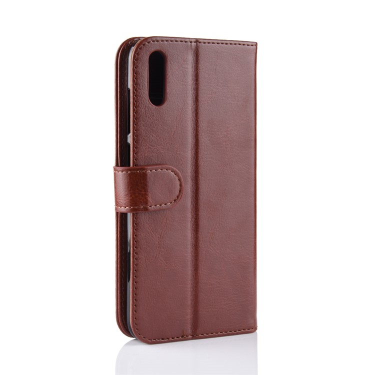 Crazy Horse Texture Wallet Stand Leather Phone Shell for Huawei Enjoy 9 / Y7 Pro (2019) - Brown-7