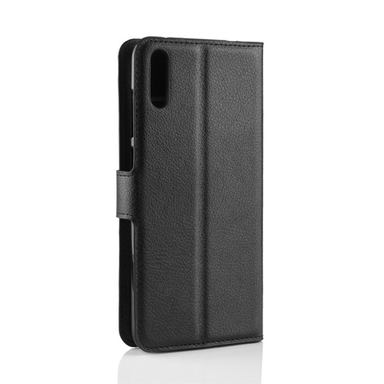 Litchi Skin Wallet Leather Stand Case for Huawei Enjoy 9 / Y7 Pro (2019) - Black-7