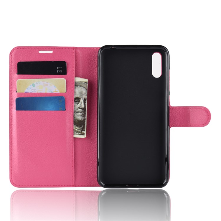 Litchi Skin Wallet Leather Cell Phone Case for Huawei Enjoy 9 / Y7 Pro (2019) - Rose-3