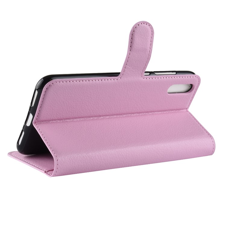 Litchi Skin Leather Wallet Stand Case for Huawei Enjoy 9 / Y7 Pro (2019) - Pink-5