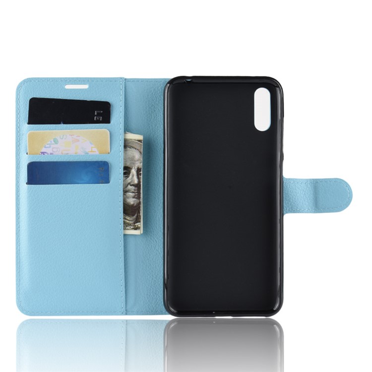 Litchi Skin Wallet Leather Case with Stand for Huawei Enjoy 9 / Y7 Pro (2019) - Baby Blue-3