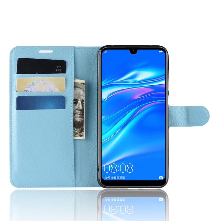 Litchi Skin Wallet Leather Case with Stand for Huawei Enjoy 9 / Y7 Pro (2019) - Baby Blue-4