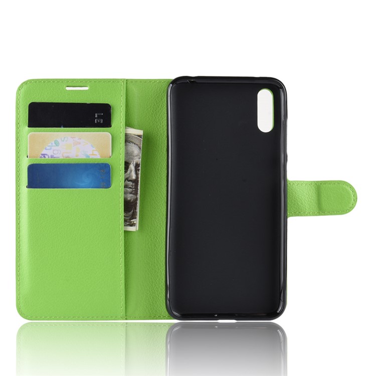Litchi Skin Wallet Leather Cover with Stand for Huawei Enjoy 9 / Y7 Pro (2019) - Green-3
