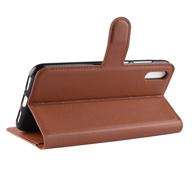Litchi Skin Leather Stand Cover with Card Slots for Huawei Enjoy 9 / Y7 Pro (2019) - Brown-5