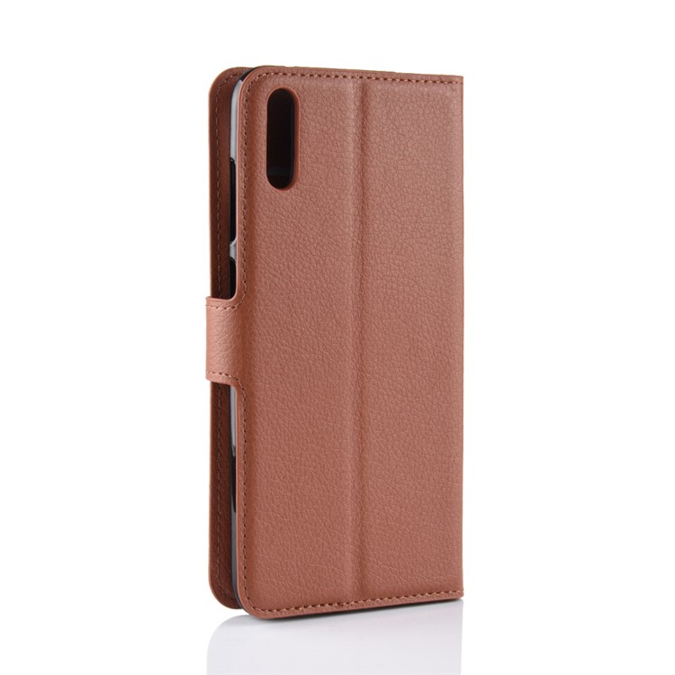 Litchi Skin Leather Stand Cover with Card Slots for Huawei Enjoy 9 / Y7 Pro (2019) - Brown-6