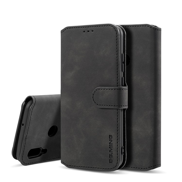DG.MING Retro Style Wallet Leather Case for Huawei P Smart (2019) - Black-1