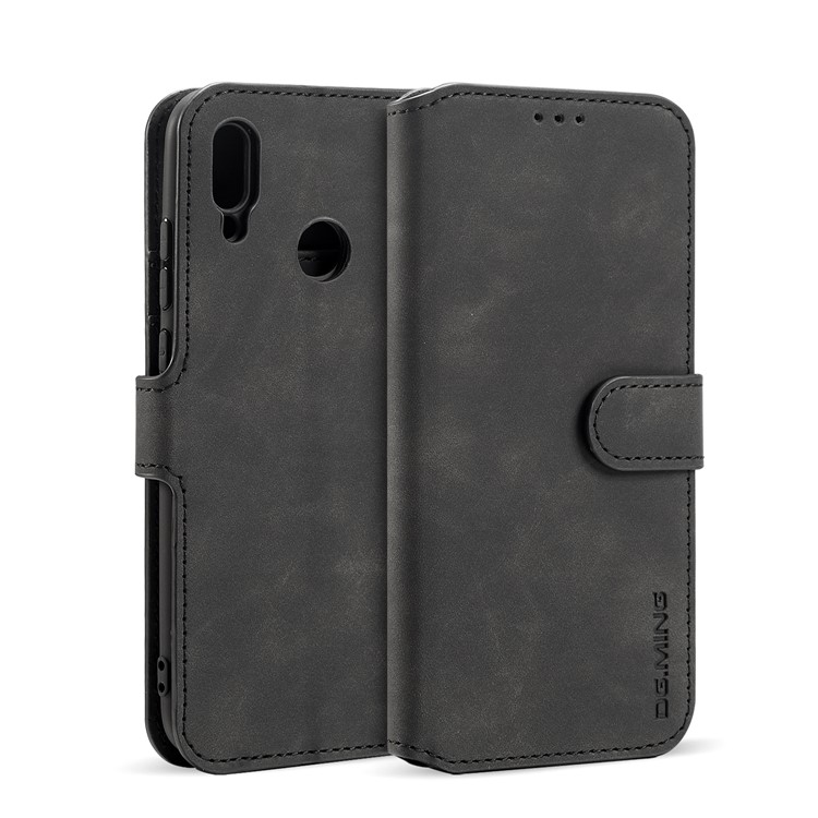 DG.MING Retro Style Wallet Leather Case for Huawei P Smart (2019) - Black-11