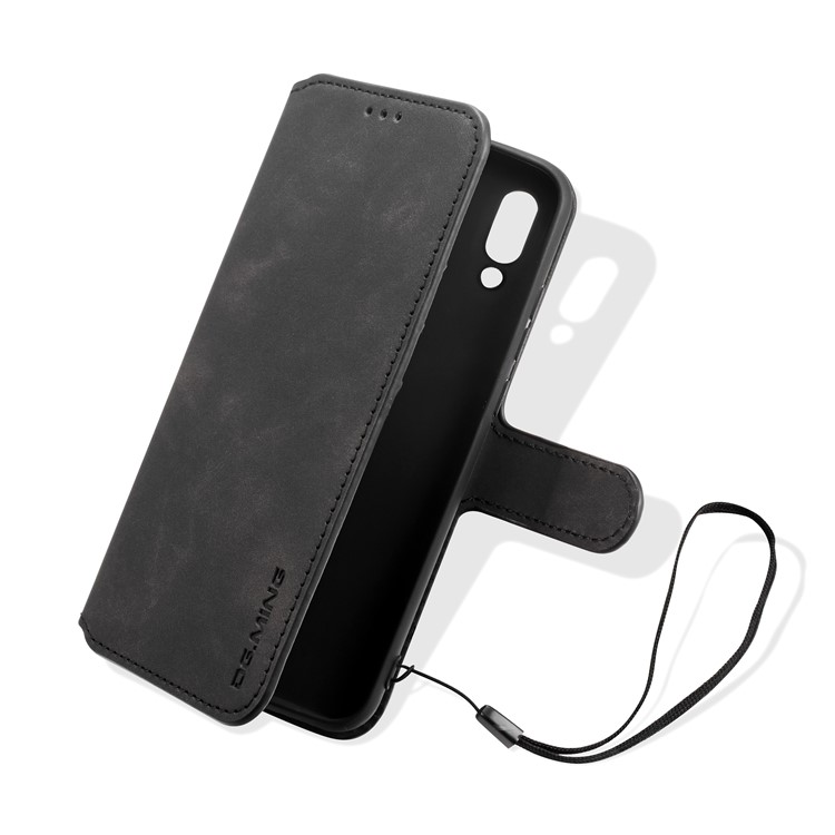 DG.MING Retro Style Wallet Leather Case for Huawei P Smart (2019) - Black-2