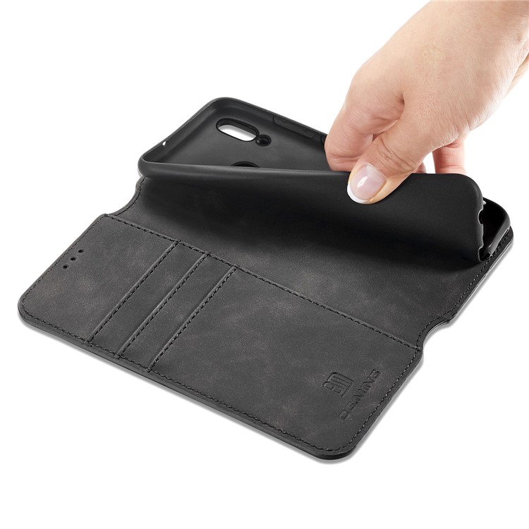 DG.MING Retro Style Wallet Leather Case for Huawei P Smart (2019) - Black-4