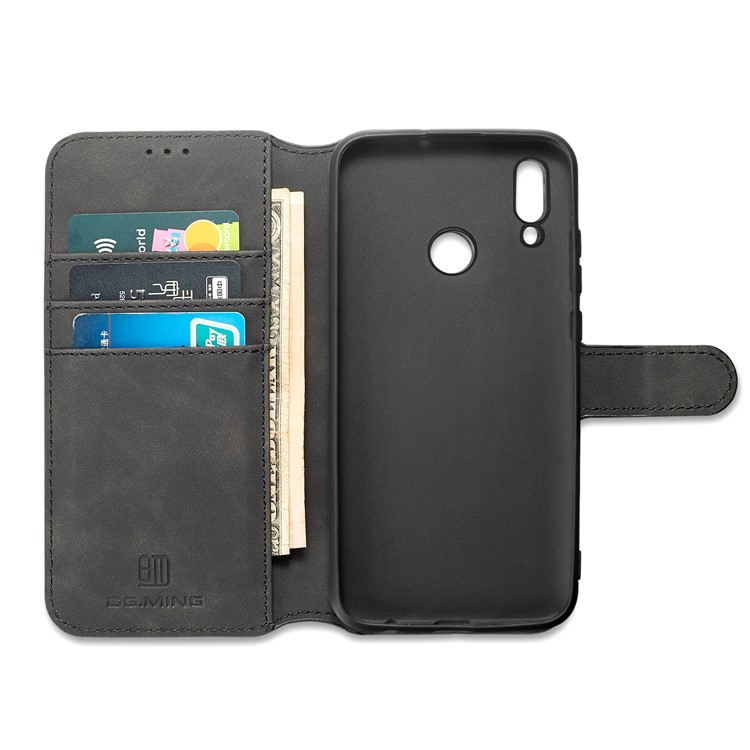 DG.MING Retro Style Wallet Leather Case for Huawei P Smart (2019) - Black-5