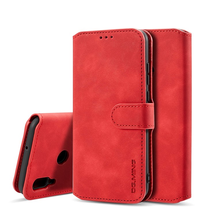 DG.MING Retro Style Leather Phone Shell for Huawei P Smart (2019) - Red-1