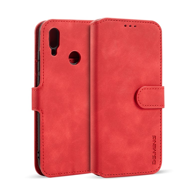 DG.MING Retro Style Leather Phone Shell for Huawei P Smart (2019) - Red-11