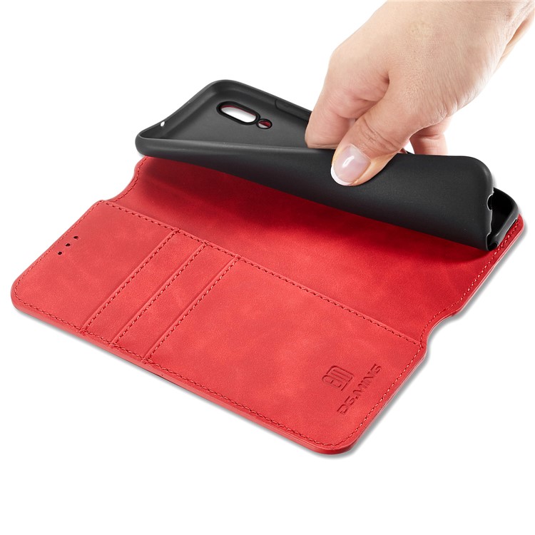 DG.MING Retro Style Leather Phone Shell for Huawei P Smart (2019) - Red-4
