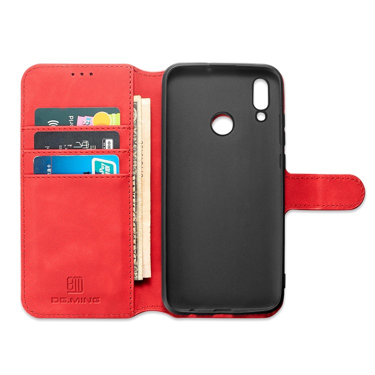 DG.MING Retro Style Leather Phone Shell for Huawei P Smart (2019) - Red-5