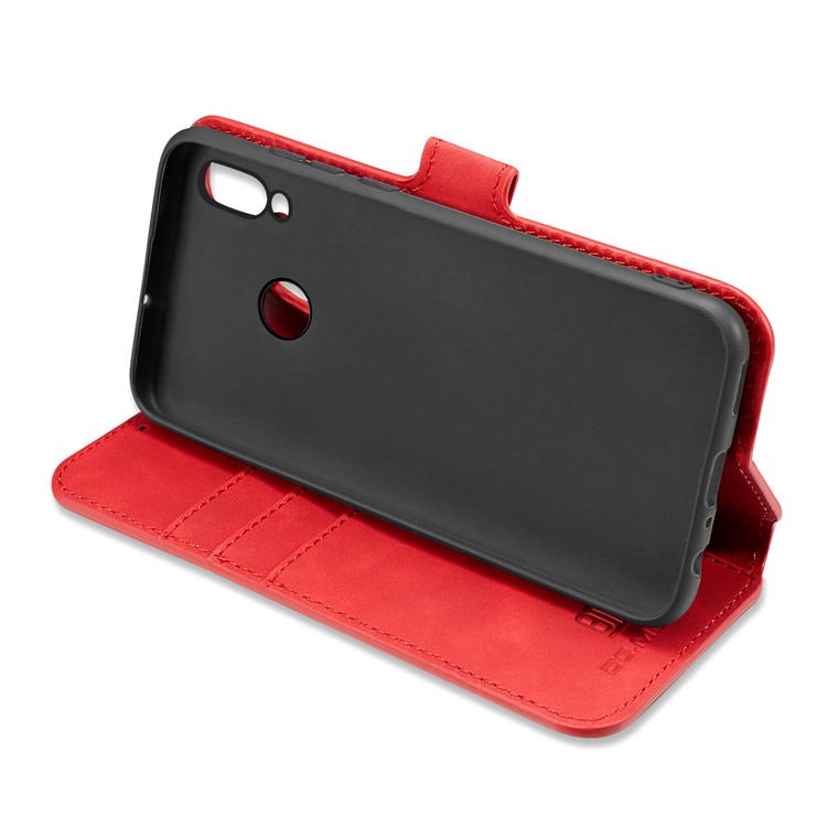 DG.MING Retro Style Leather Phone Shell for Huawei P Smart (2019) - Red-6