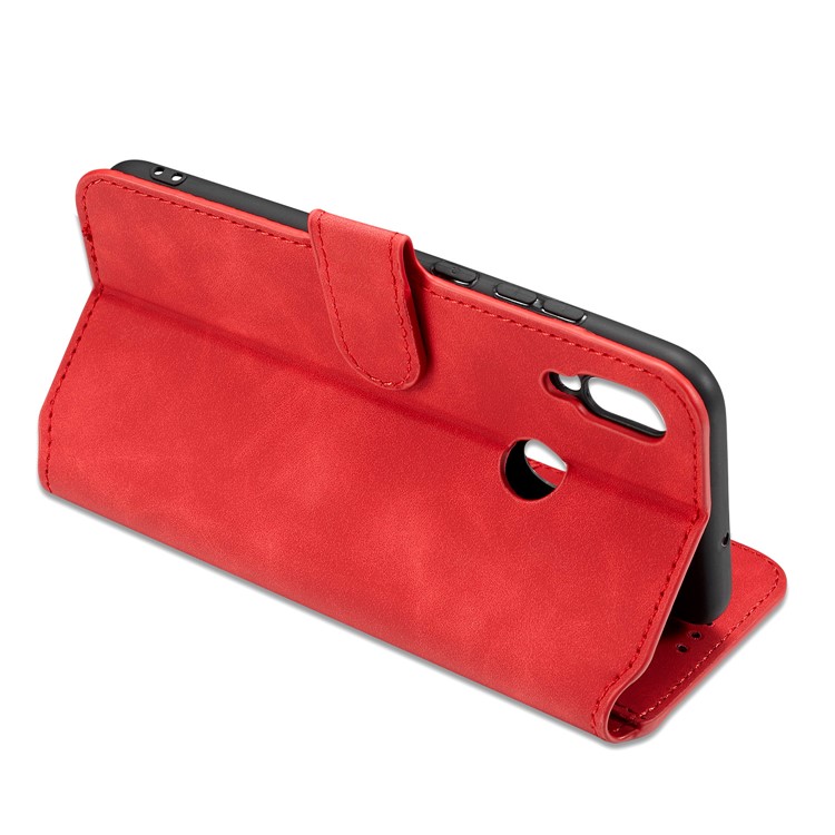 DG.MING Retro Style Leather Phone Shell for Huawei P Smart (2019) - Red-7