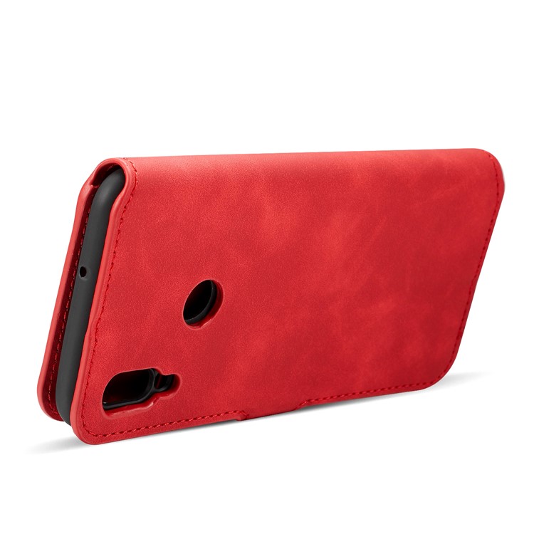 DG.MING Retro Style Leather Phone Shell for Huawei P Smart (2019) - Red-8