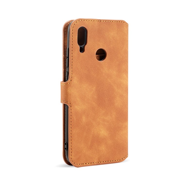 DG.MING Retro Style Leather Mobile Casing for Huawei P Smart (2019) - Brown-10