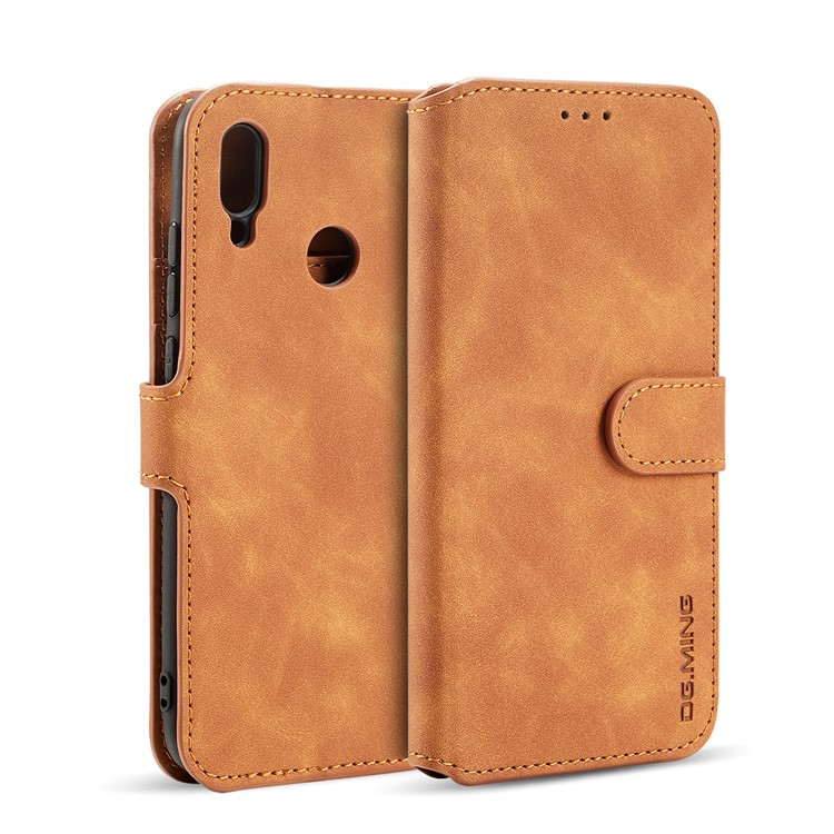 DG.MING Retro Style Leather Mobile Casing for Huawei P Smart (2019) - Brown-11