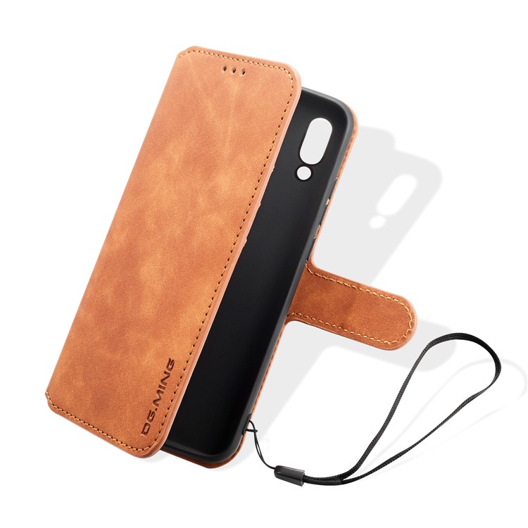DG.MING Retro Style Leather Mobile Casing for Huawei P Smart (2019) - Brown-2