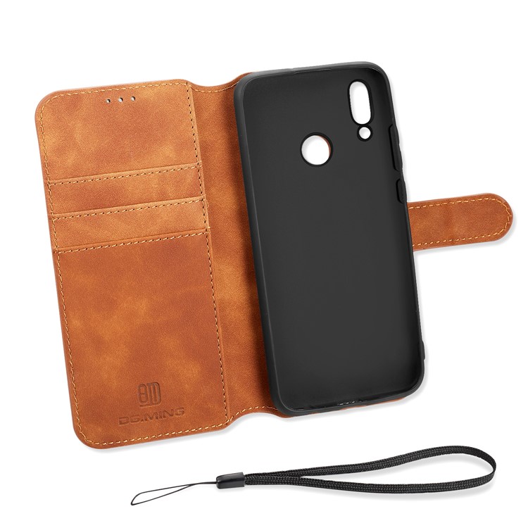 DG.MING Retro Style Leather Mobile Casing for Huawei P Smart (2019) - Brown-3