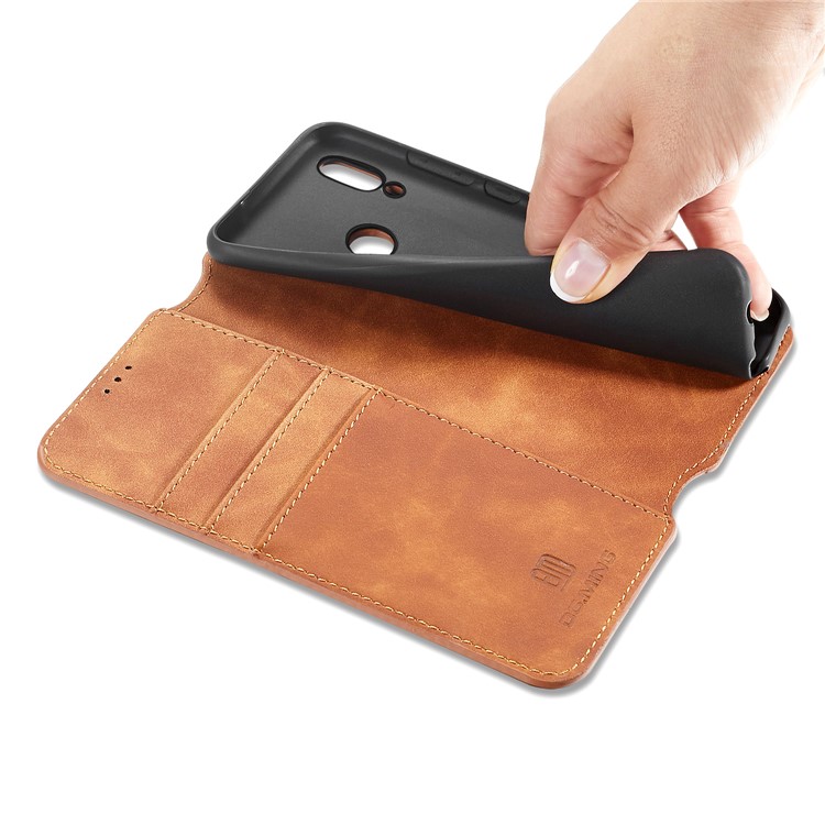 DG.MING Retro Style Leather Mobile Casing for Huawei P Smart (2019) - Brown-4