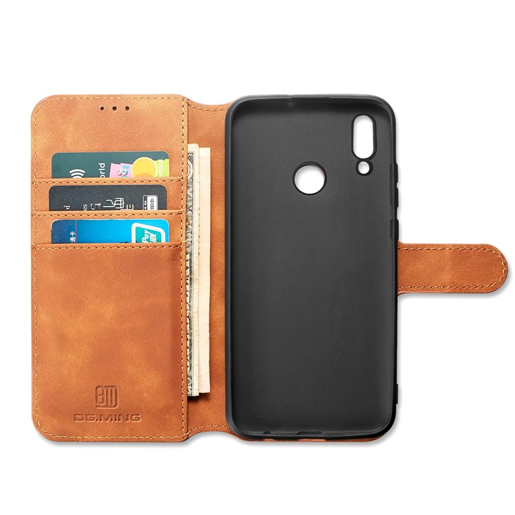 DG.MING Retro Style Leather Mobile Casing for Huawei P Smart (2019) - Brown-5