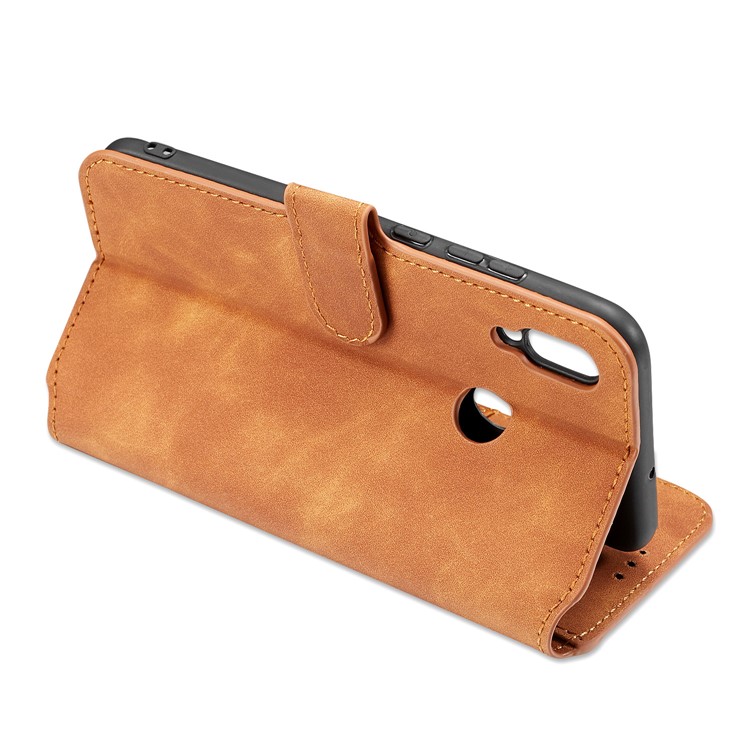 DG.MING Retro Style Leather Mobile Casing for Huawei P Smart (2019) - Brown-7