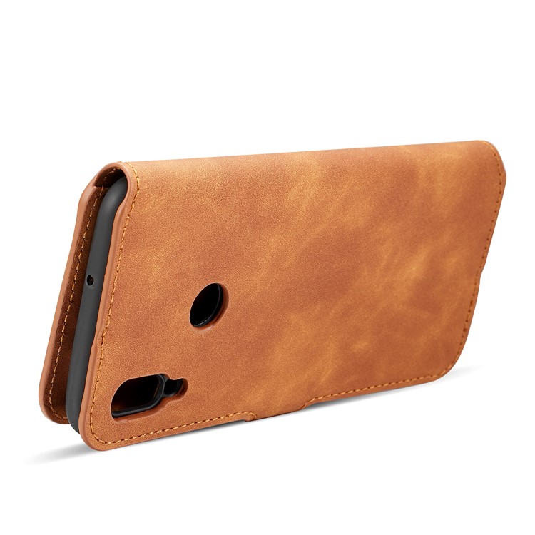 DG.MING Retro Style Leather Mobile Casing for Huawei P Smart (2019) - Brown-8