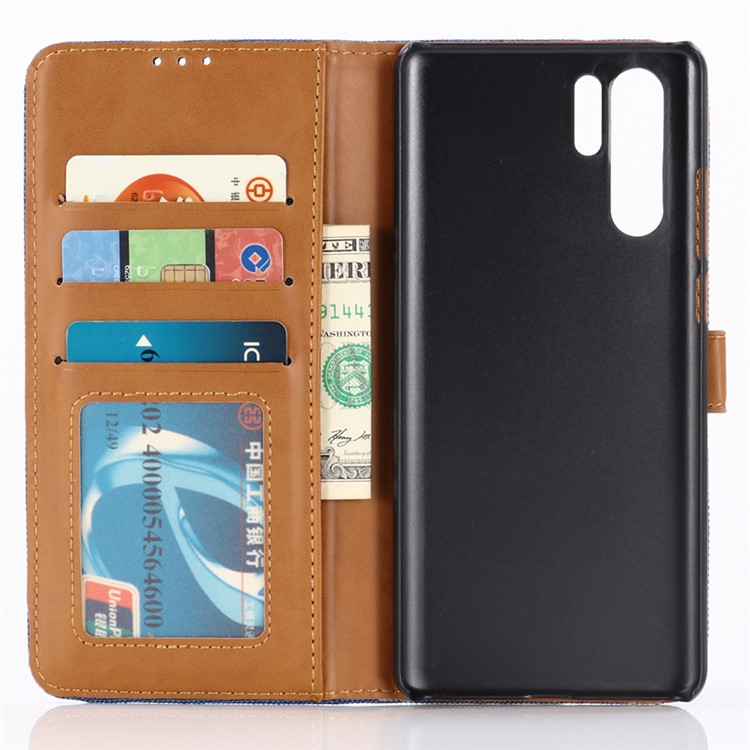 Oxford Cloth Wallet Stand PU Leather Case for Huawei P30 Pro - Baby Blue-3