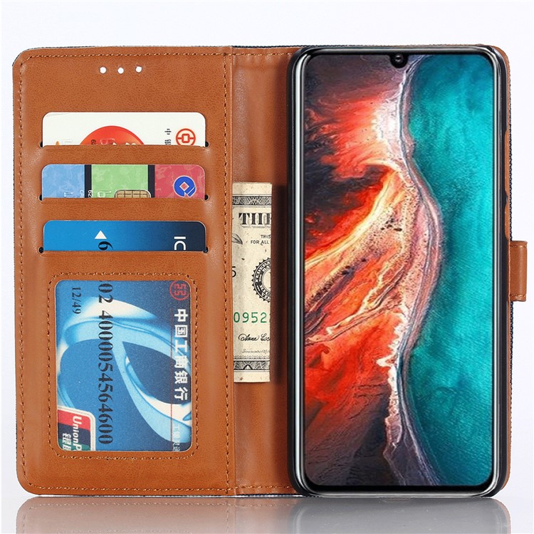 Oxford Cloth Wallet Stand PU Leather Shell for Huawei P30 - Dark Blue-4