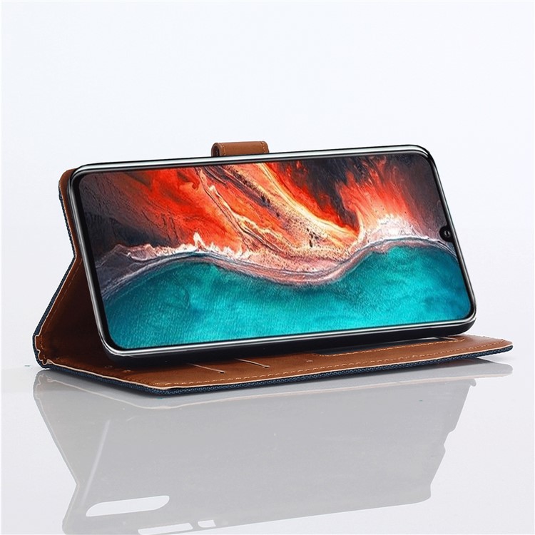 Oxford Cloth Wallet Stand PU Leather Shell for Huawei P30 - Dark Blue-8