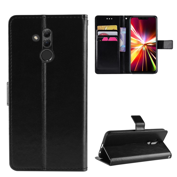 Crazy Horse PU Leather Folio Flip Case for Huawei Mate 20 Lite / Maimang 7 - Black-1