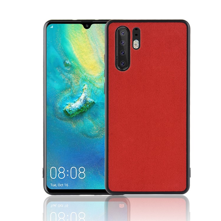 Retro Velvet Cloth Coated PC + TPU Hybrid Back Case for Huawei P30 Pro - Red-1